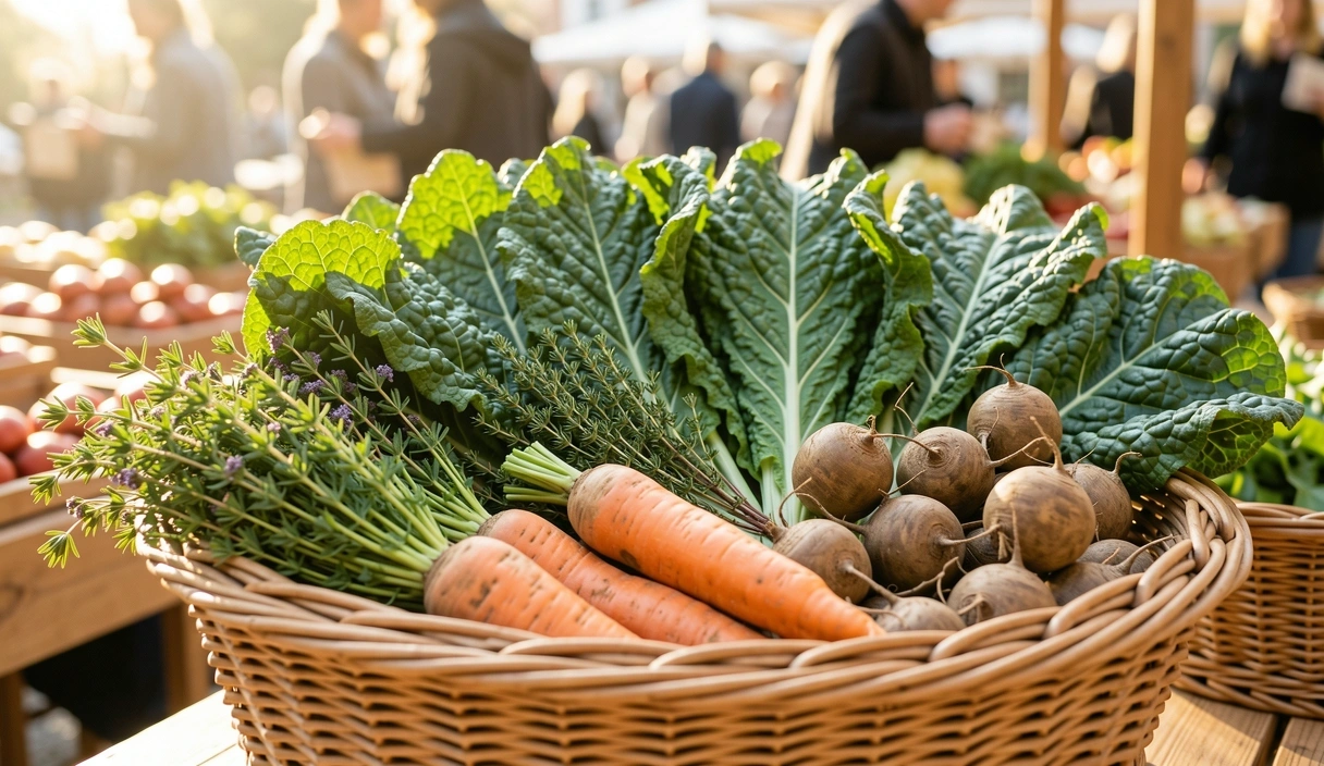 Frische regionale Lebensmittel auf einem Markt